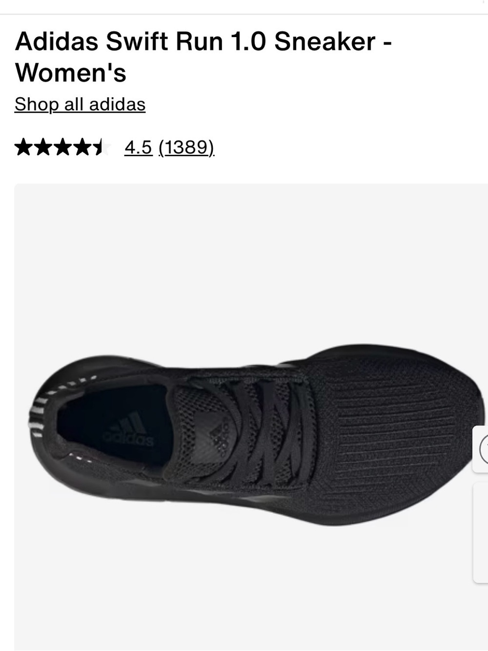 adidas Swift Run 1.0 Men's Black Knit Sneakers